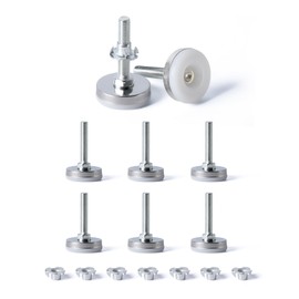 Tycoonest M8 X 35MM Adjustable Furniture Levelling Feet Set of 8, Screw-in Round Base Table Leg Extender Adjuster Floor Protector, Leg Levelers for Bed Sofa Cabinet Garden Table Cupboard, with T Nuts