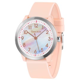 SOCICO Kids Watch Analogue, 5ATM/50M Waterproof Wrist Watch Children Girls Boys Teenagers Easy Read Kids Quartz Minimalist Watches for 8-18 Years (PinkRainbow)