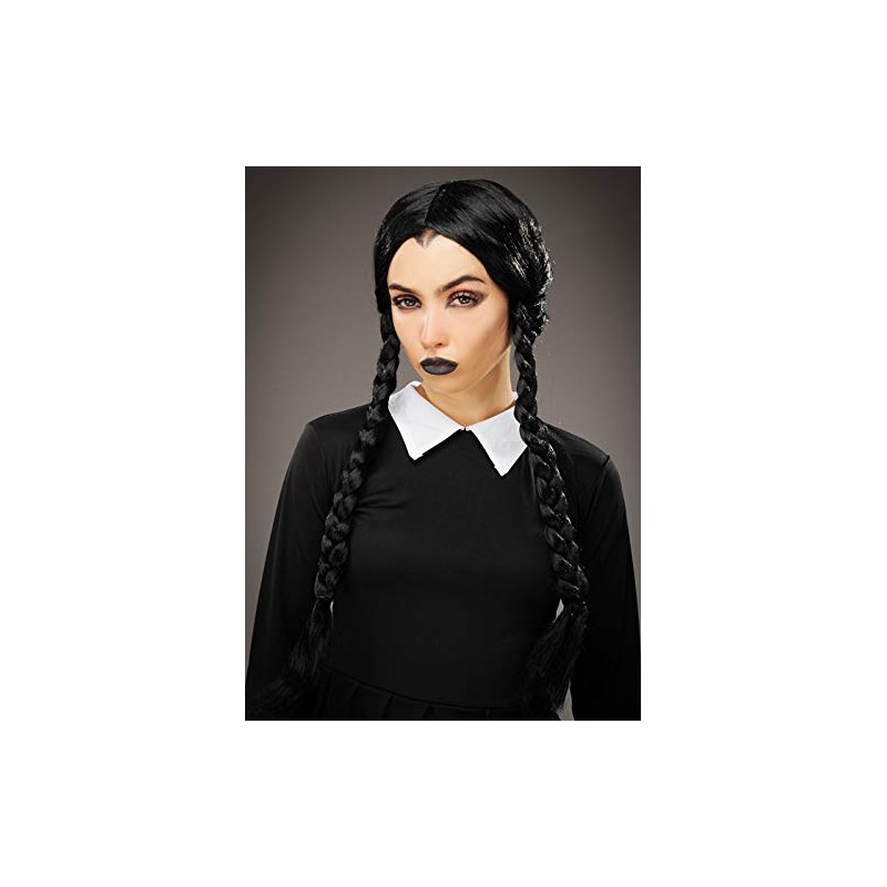 Magic Box Long Black Plaited Wednesday Style Wig
