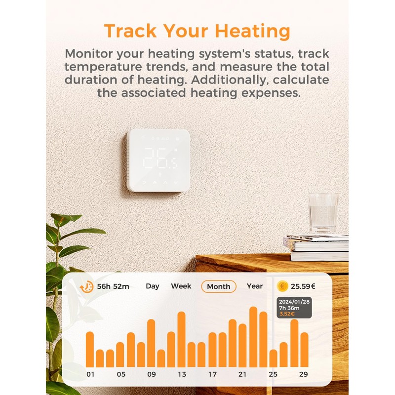 Refoss Heating Thermostat WiFi, Water Underfloor Heating Thermostat Boiler, Smart