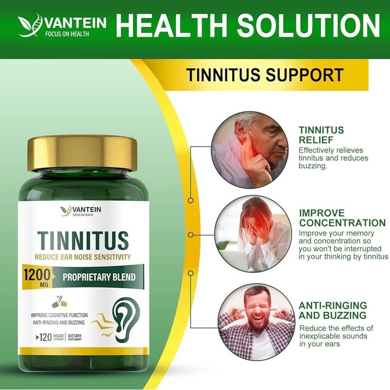 Vantein Tinnitus Relief for Ringing Ears Supplement 1200mg - 120
