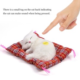 Vbestlife Juguete de Muñeca de Gato Durmiente, Juguete de Sonido de Peluche de Gato de Simulación de Sueño, Muñeco de Peluche, Decoración del Hogar para Bebés Y Niños(Blanco)