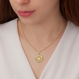 Meeshi Gold Necklace for Women Anniversary Birthday Gifts for Wife Jewelry (Gold-Nov-Citrine)