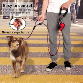 Plutus Pet Rope Dog Leash 6ft long,Traffic Padded Two Handle,Heavy Duty,Reflective Double Handles Lead for Control Safety Training,Leashes for Large Dogs or Medium Dogs,Dual Handles Leads(Purple)