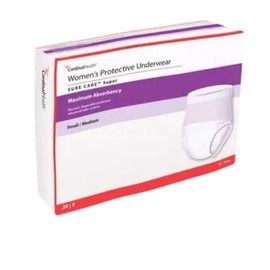 Cardinal Health™ Women's Protective Underwear, Sure Care™ Super, Maximum Absorbency, White, Small/Medium, Case of 80