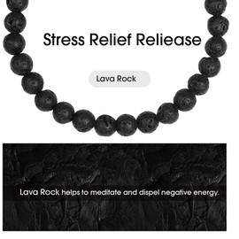 Stone Beaded bracelets for women men: Healing Crystal Bracelet Lava Rock Bracelet Jewelry Mens Bead Bracelet Natural Beaded Stretch Bracelets Gifts Anxiety Bracelet Stress Bracelet Energy Bracelet