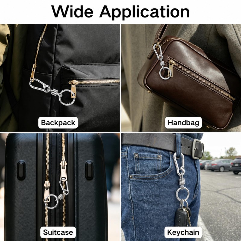 Zipper Clips Anti Theft, 8 Pcs Zinc Alloy Zipper Locks,