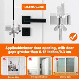 Douevo Portable Travel Door Lock, No Drilling Required, Quick Installation, Lightweight and Portable, Perfect for Hotel Rooms, Apartments, Ideal Gift for Travelers, Women, Renters(2 Silver)