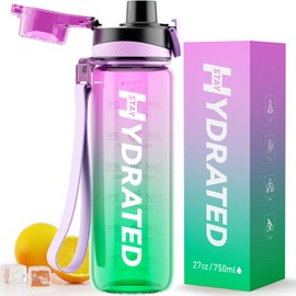 Mevoly Water Bottle, 750 ml, BPA-Free Tritan, Sports Water Bottle, Leak-Proof with Time Marking, Sports Bottle for Fitness, Outdoor, Gym, School
