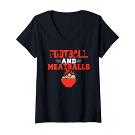 Womens Football and Meatballs V-Neck T-Shirt