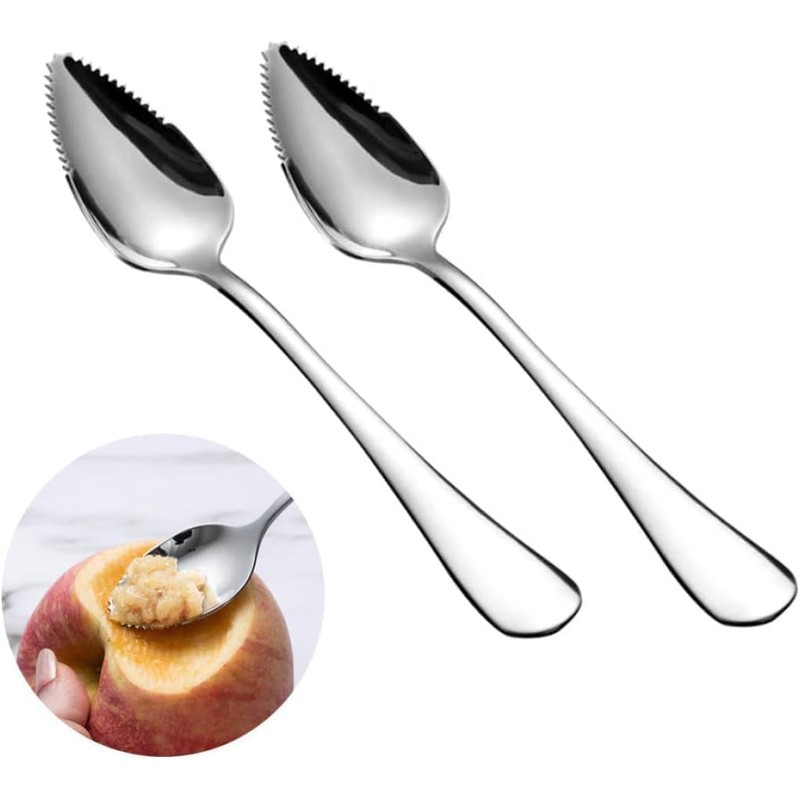 2 Pcs Silver Spoon Grapefruit Spoon Stainless Steel Grapefruit Spoon,