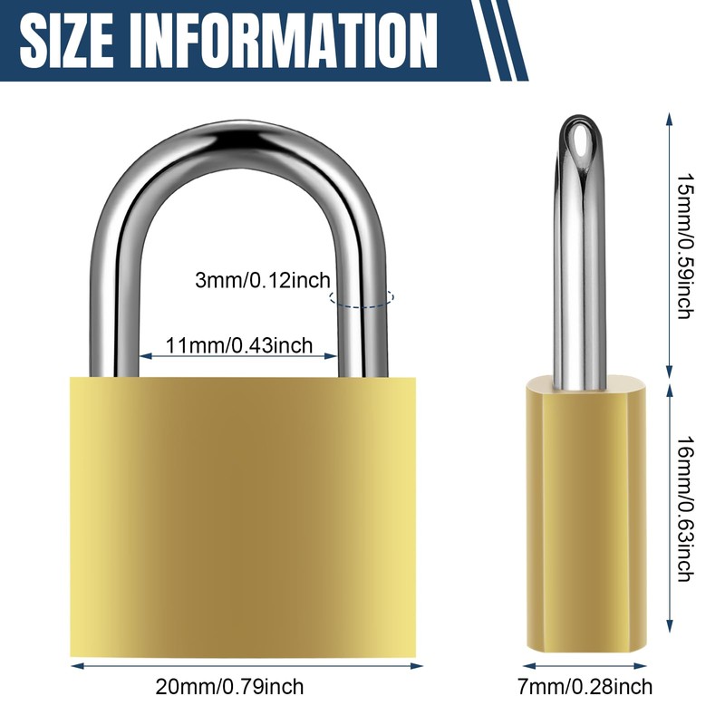 Yaocom 24 Pcs Solid Brass Keyed Padlock, Small Yellow Gym