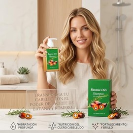 3Pcs Batana Oil Shampoo,Champú de Batana 300ml,con Extracto Champú de Romero,Shampoo Anticaída para Hombre y Mujer,Nutre y Regenera el Cabello, Suave y Esponjoso,Apto para Todo Tipo de Cabello (3pcs)