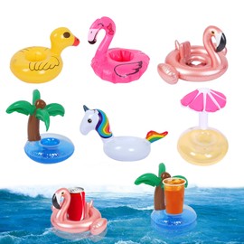 Feliciay Pack of 6 Inflatable Bottle Holders, Drink Holders for Pool, Inflatable Pool Drink Cup, Beach Party, Inflatable Drink Holder, for Children, Family, Pool Party (Animal)