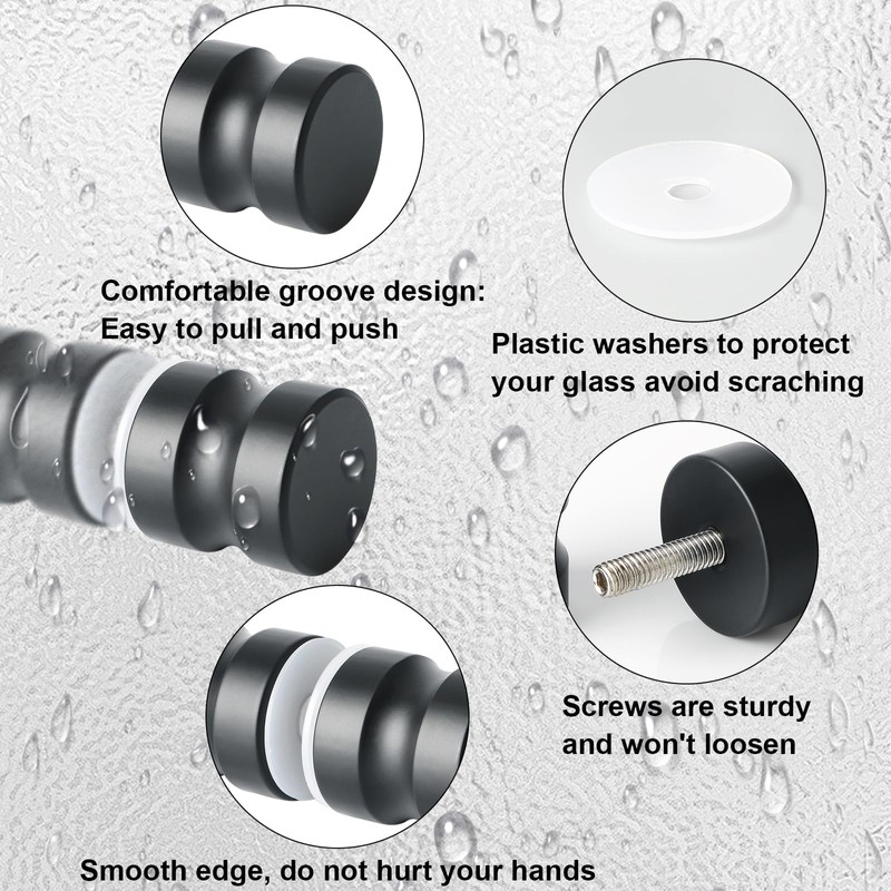 Mooche Solid SUS304 Stainless Steel Shower Glass Door Handle, 3