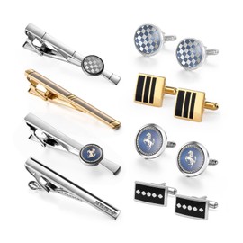wynameleri Cufflink and Tie Clip Set for Men, 12 PCS Necktie Bars and Cuff Links Formal Business Dress Shirts Buttons Case Packed T0408015