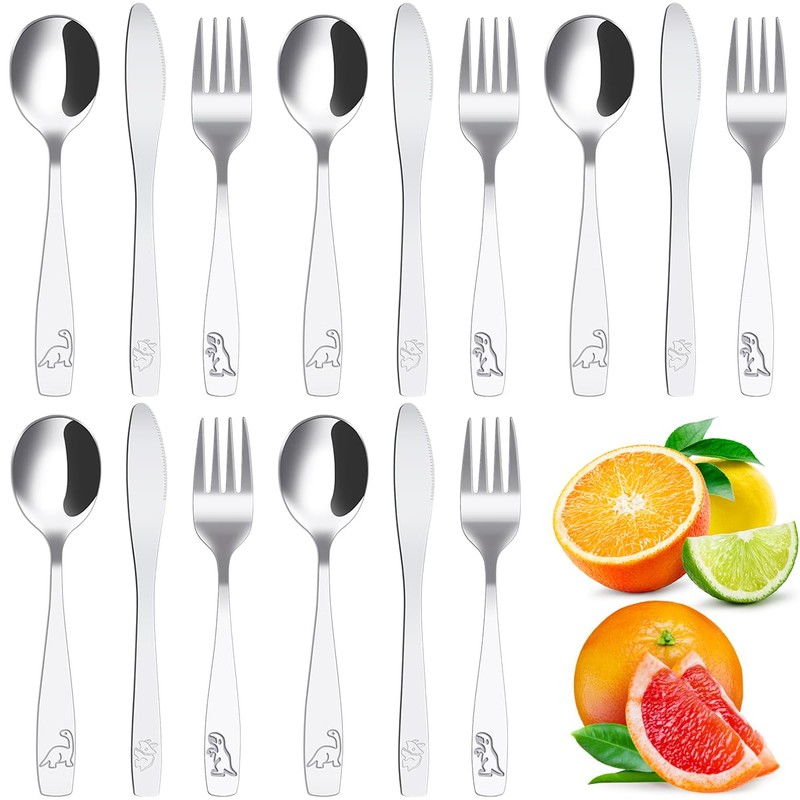 15Pcs Kids Silverware Set 410 Stainless Steel Kids Fork Spoon