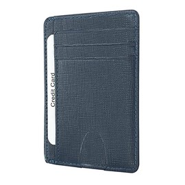Lumbor37 Billetera de Cuero Tarjetero de Cuero Minimalista Billetera de Moda Billetera RFID Cepillada Antirrobo Billetera de Cuero neutro Billetera de Regalo para Hombre (Azul)