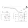 3 Way Hydraulic Ball Valve 1/4" BSP Threads with Mounting