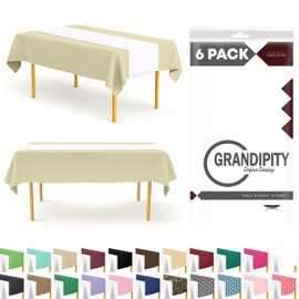 White 6 Pack Premium Disposable Plastic Table Runner 14 x 108 Inch. Table Runner for Dinner Parties & Events by Grandipity