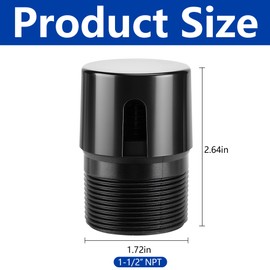 Nkiy Quen 2 Pcs 1-1/2 Inch NPT ABS in Line Vent,Black Air Admittance Valve to Prevent Sewer Gas,RV Plumbing Valve Vent for Tubes Showers Sink Drainage System