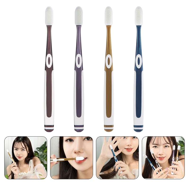Healifty 4Pcs Silicone Toothbrushes Bristles Toothbrush Soft Toothbrush for Sensitive