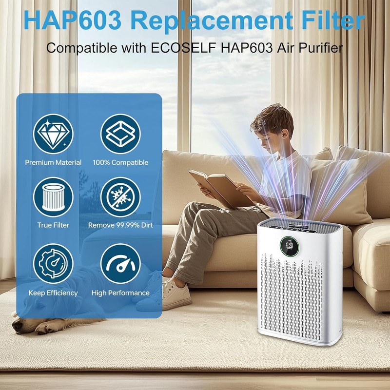 2 Pack HAP603 Replacement Filter Compatible with ECOSELF HAP603WF &