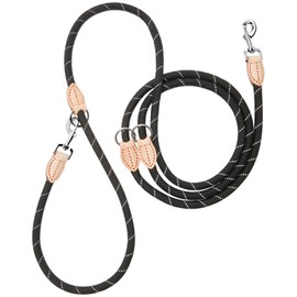 Dog Lead 3 m Large Double Reflective Premium Dog Lead 3-Way Adjustable Nylon Lead Round and Bite Resistant with 2 Carabiners Dog Leash 12 mm