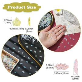 Stiesy 200 Pcs 10 Colors Resin Aurora Nail Art Charms Resin Crown Nail Charms Cute Mini Flat Back Beads No Hole for DIY Craft Decoration kit