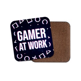 Square Single Coaster - Gamer At Work Game Gaming Kids Boys Teen Men Gift #76956