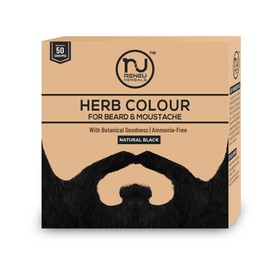 Reneu Herbals Herbal Beard & Moustache Hair Colour | Beard Dye For Sensitive Skin | Natural & Organic Beard Color for Men | Natural Black- 50 GM