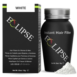 Eclipse Hair Fibers for Thinning Hair (WHITE) For Women & Men - 100% Undetectable Fibers - 15g Bottle - Completely Conceals Hair Loss in 15 Seconds