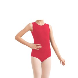 BODYWEAR LTD - Girls Sleeveless Leotard Shiny Nylon – Comfortable Fit – Performance Wear - Dance Class Essential - Ballet Gymnastics, Dance, School, Sportswear (Red, 13-14 years)