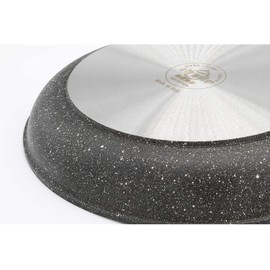 Olympia Cook Induction 9.5 Inch Non-Stick PFOA-Free Die-Cast Aluminum Deep Skillet With 2 Side Handles, Made in Italy