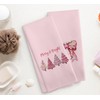 NOQL Girly Pink Christmas Tree Bow Decorative Kitchen Towels and