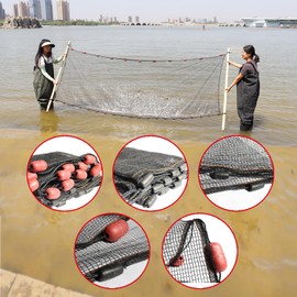 BasicGear Professional Seine Net 4' x 10' | Ultra Strong | Maximizes Catch | Ideal for Both Commercial and Recreational Fishing | Multiple