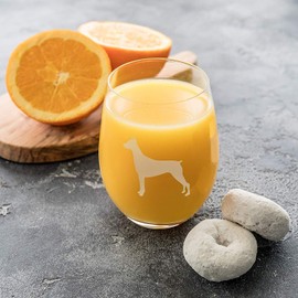 Doberman Stemless Wine Glasses (Set of 2) | Unique Gift for Dog Lovers | Hand Etched with Breed Name on Bottom