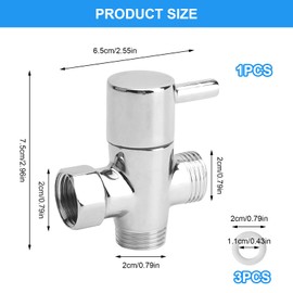 HENGBIRD 3 Way Diverter Valve 1/2 Inch Three Way Valve T Piece Diverter Valve Shower Solid Brass Chrome - G1/2 Water Connection Adapter for Solar Shower Replacement Parts, Shower Head