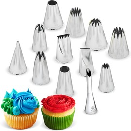 CukkiCakes Set of 12 Professional Piping Tips for Piping Bags - Decoration and Preparation - Made in South Korea