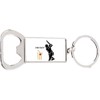 Cricket Stumps Bat Sport Rectangle Bottle Opener Metal Keyring and