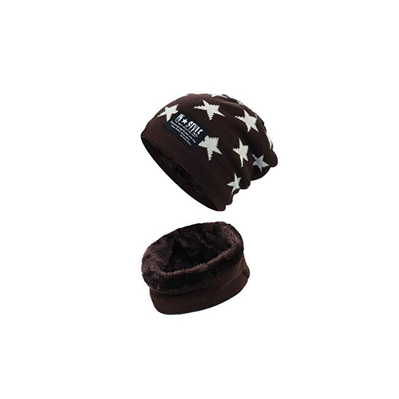 YR.Lover Children's Warm Knitted Soft-Lined Winter Hat with Scarf -