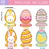 60pcs Easter Party Paper Plates,7inch Egg-Shaped Plates Easter Bunny Kids
