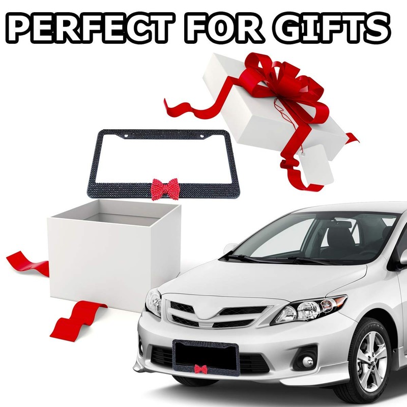 2 Pack Bling Rhinestone License Plate Frames for Women, Cute