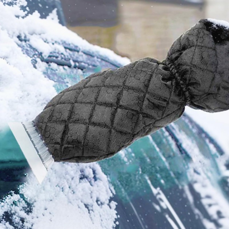 【Hands stay warm and clean】Ice Scraper with Gloves, Car Snow