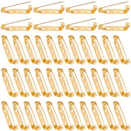 SOFPLATE 1 Box 120Pcs 25mm Brooch Pin Backs Gold Safety Clasp Brooch Bar pin Backings Iron Locking Pinback Findings with Holes for DIY Name Tags Jewelry Crafts Corsage Badge Jewelry Making Supplies