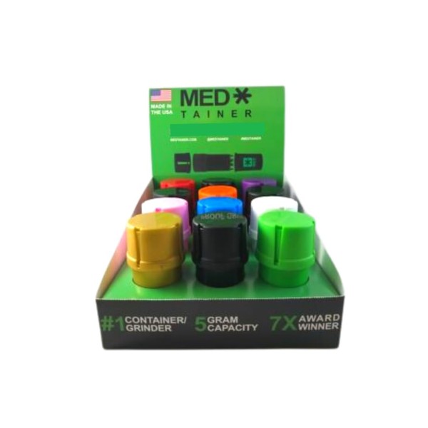 MedTainer Storage Container w/ Built-In Grinder 12 Pack - Assorted Colors