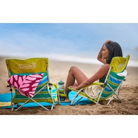 Coleman Utopia Breeze Lightweight Beach Chair with Cup Holder, Comfortable Portable Outdoor Chair with Carry Bag, Supports up to 250lbs, Great for Beach & Yard