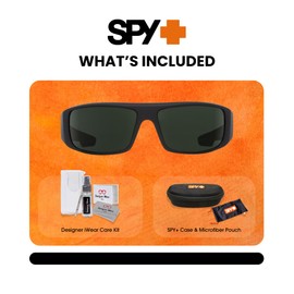 SPY Logan 670939973863 61MM Soft Matte Black/HD Plus Gray Green Rectangtle Sunglasses for Men for Women + BUNDLE with Designer iWear Eyewear Kit, 61…