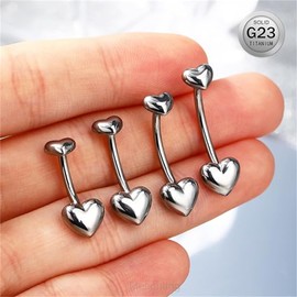 Melighting Titanium Belly Bars Heart Button Piercing Jewellery14G Belly Button Ring Internally Threaded Navel Ring for Women 16mm