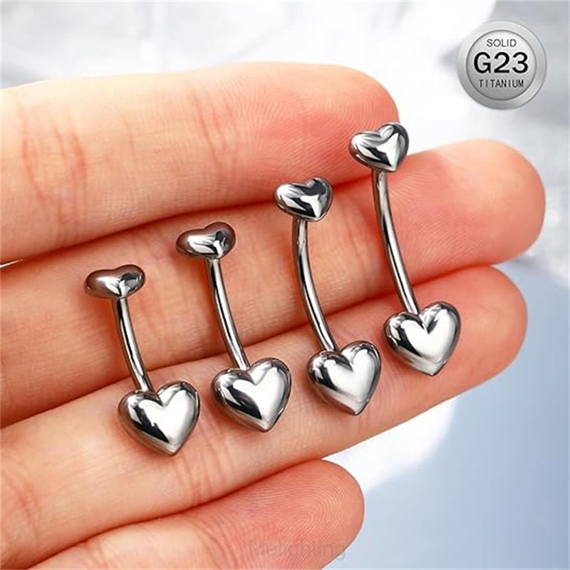 Melighting Titanium Belly Bars Heart Button Piercing Jewellery14G Belly Button